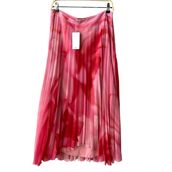 Mango Tulipan Ombre Pleated Midi Skirt Women L Pink Accordion Italian Fabric NWT - Picture 1 of 12